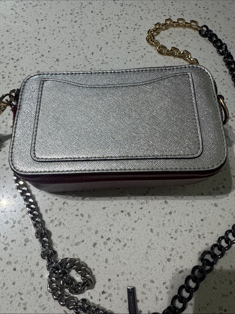 Marc Jacob’s Hot Shot Crossbody bag silver leather tri color metal chain strap - Picture 3 of 7